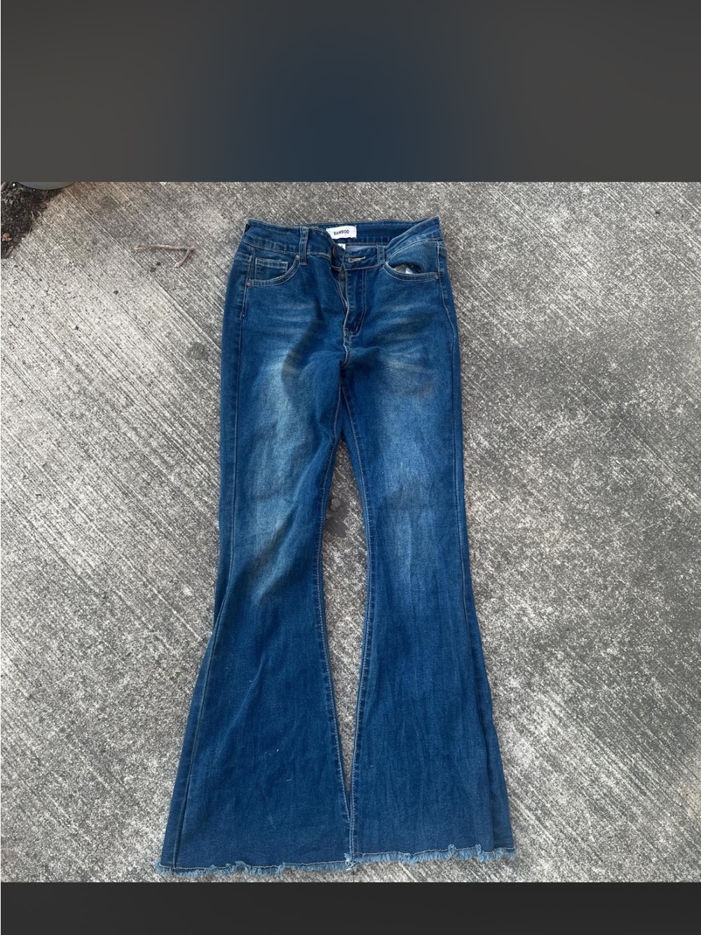 BAMBOO Women's Dark Blue Wide-Leg Flare Jeans